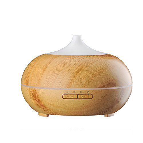 TopElek 300ml Luftbefeuchter Aroma diffuser und Duft Öel Verteiler mit 30ml/h Feuchtigkeitsabgabe, 7 farbigen LEDs und automatischen Power off ohne Wasser fuer Bad, Yoga, Zuhause oder Buero