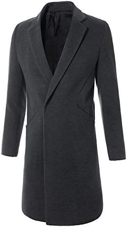 Mid long windbreaker windbreaker, autumn and winter long windbreaker, men's Korean version of self-cultivation coat, men's fur coat,Dark grey,XL