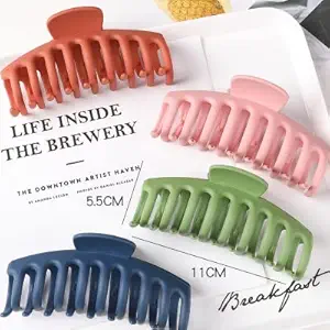 HOMEPIC Large Hair Claw Clip Butterfly Clip Big Clutchers Korean Acrylic Plastic Tight Grip For Women And Girls Jumbo Clips For Daily Use Stylish Trendy Hair Styling Tools and Accessories Pack of 4