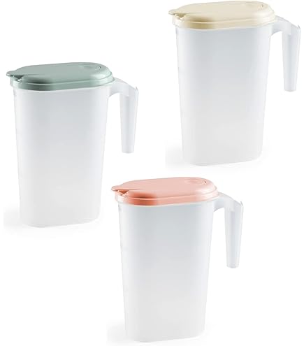 Home Line Carafes à Jus 1.5L - Lot De 3 (bleu, Vert, Rouge) - Bec