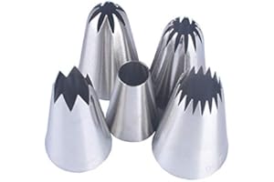 BLUGUL Set di 5 Beccucci Grandi, Decorazione Torte Set, Bocchette Decorative Accessori per Cupcakes, Pasta di Zucchero, Pasticceria