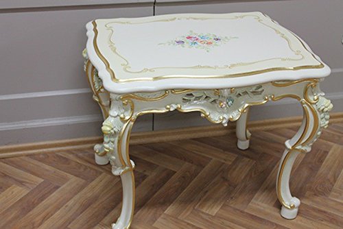 LouisXV baroque table couch 65x50 in white gold silver antique style Vp0806/01ACD - Image 3