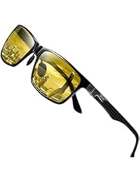 DUCO Herren und Damen Nachtfahrbrille mit Kohlefaser Rahmen Nachtsichtbrille Autofahren Anti Glanz Polarisiert KontrastBrille 8206 (Kohlefaser-Rahmen)