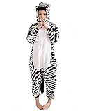 SAMGU Zebra Unisex Adult Tier Onesie Pyjama Kostüm Kigurumi Schlafanzug Erwachsene Tieroutfit Jumpsuit Farbe Schwarz Größe L