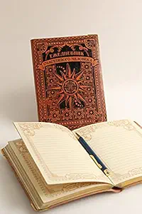 CRAFT JUNKY Handmade leather diary book for girls - gratitude journal diary to write and vintage paper sheets travel diary , handmade gifts leather journal, Beautiful leather diary with floral print pages