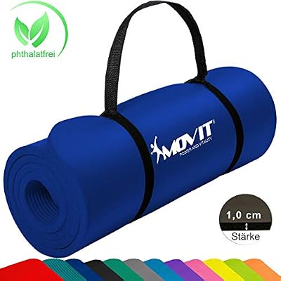 MOVIT® Tapis de Gymnastique Mat de Yoga sans phtalate Fitness Pilates/Sport/Gym SGS/Sol testé, Taille 183cm x 60cm, très épais Épaisseur: 1,0 cm en 12 Couleurs Rembourré