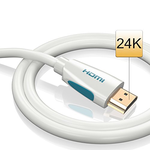 1,5m HDMI Kabel Weiß 1.4a / 2.0 Ultra HD 4k| High Speed with Ethernet | neues Modell 2016 / Kabel 3 fach geschirmt / inkl. Stecker- und Kontaktschirmung | 4K Ultra HD 2160p / Full HD 1080p | 3D / ARC / CEC |weiss 1.5 Meter - 5
