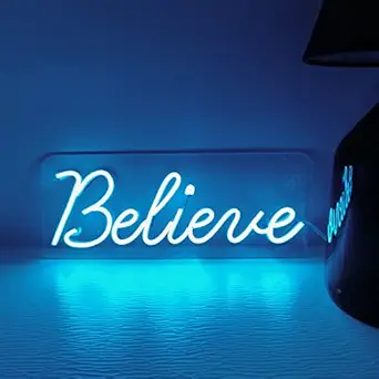 Believe Neon Sign (6x12 inches) Neon Sign/Lights Neon LED Light, Decorative Light for Room, Bedroom, Party and Bar. (Blue)