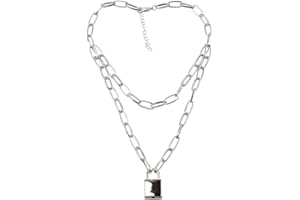 LEFT GIRL BSDN01 Women's and Men's Thick Necklace with Lock Pendant, Necklace Punk Fashion Jewellery, Silver