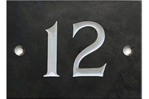 NUMBERS & NAMES BY ATLANTIC HARDWARE Engraved Slate House number sign - 1 to 99 (select your number here) - number 12 (Same Day Dispatch by 1st class Post!!!)
