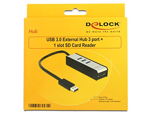 DELOCK HUB USB 3.0 3 Port extern + 1 x SD Slot Aluline - 2