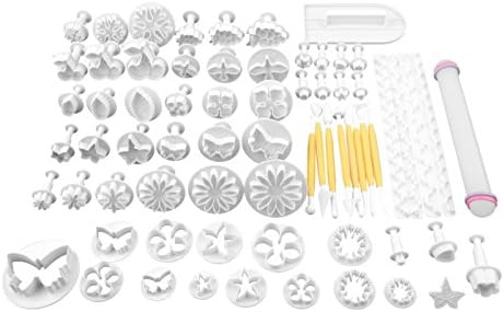 Nopea Cutting Block Small Plastic DIY Cookie Cutter Modeling Tools Smoother Fondant Marzipan Cookie Cake Decoration Cookie Fondant Marzipan Knife Cake Cutter Decorating Nail Scissors Pack of 37