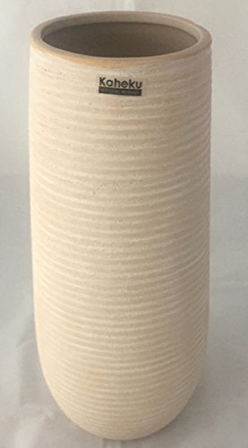 Vase Blumenvase Keramik creme weiß strukturiert 30,5 cm hoch – hochwertig • Vasen Blumenvasen - 3