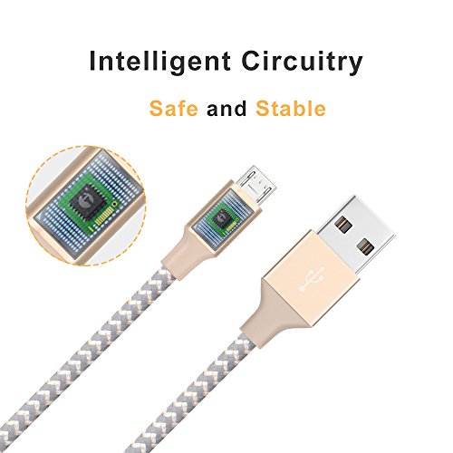 Ulinek Micro USB Kabel 2Pack 2m Datenkabel Ladekabel Verbindungskabel Nylonummantelung, Lebenslange Garatie, umflochtenes verwicklungssicheres Ladekabel für Android Samsung HTC Nokia Sony LG Blackberry und mehr. (Gold) - 2