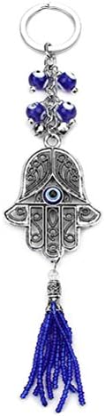 Fixuk Evil Eye Hamsa Elephant Pendant Keyring Bag Hanging Decor Key Chain (1#)