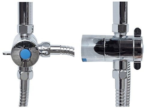 Dusch Set Brauseset Duschsystem Duschgarnitur Duschstange variable Halter 40 – 90cm runde Kopfbrause Regendusche Regenbrause Dusche Duschset Brause Set Komplettdusche für vorhandene Bohrlöcher Duschbrause 100cm lang 12001-Blau - 8