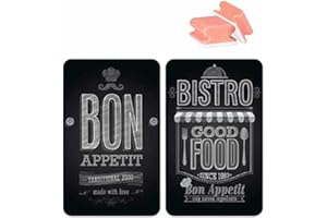 Wenko Protection Plaque de Cuisson, Plaque de Protection en Verre Bon Appetit, 3en1, Lot de 2 éponges offertes