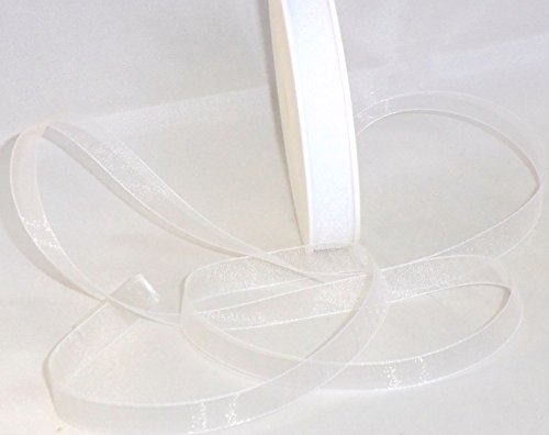 SCHLEIFENBAND Organza 50m x 15mm weiß weiss Organzaband Geschenkband DEKOBAND Hochzeit Antennenband