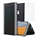 Produktbild Asuwish iPhone X XS Hülle Handy Leder klappbar Transparent Spiegel Stoßfest Staubschutz Schutzhülle Hardcase Flip Case Stand [Panzerglas + Handyhülle] für Apple i Phone 10 10S SX (5.8 Zoll) Schwarz