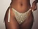 Produktbild Swallowuk Damen Sexy Pailletten Bikini Badehose Mini Tanga Rüsche Badeanzüge G-String Unterwäsche (S, Gold)