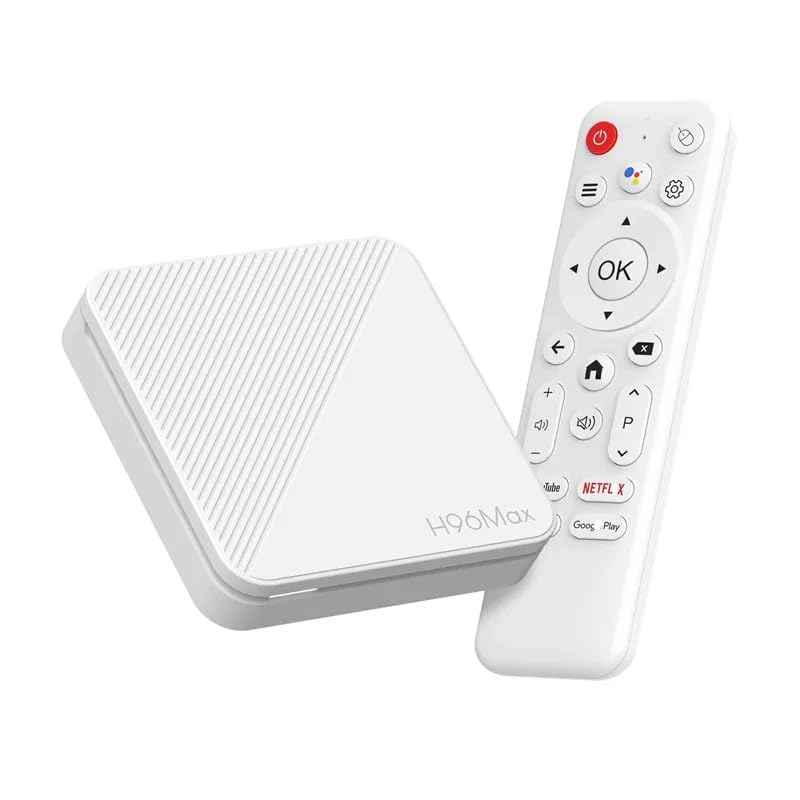 4K TV Box, H96 MAX Mini PC, 4GB RAM 32GB ROM, Dual Wi-Fi 2.4G/5.0G, Smart TV Box with Remote - White, Latest 14.1 Version