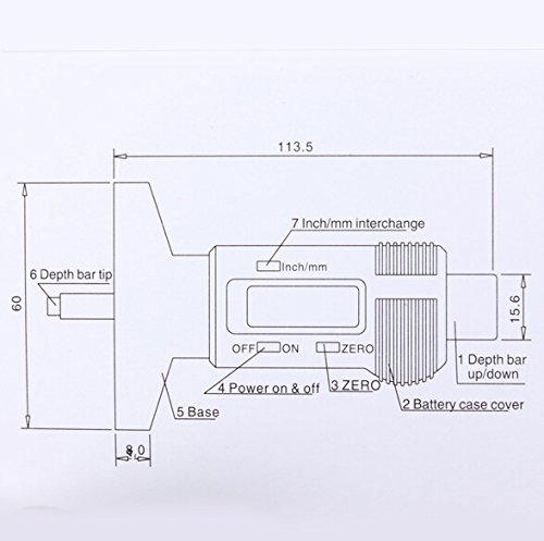 Digital Tiefenmesser Messchieber Profiltiefenmesser LCD Reifen Profilmesser - 3