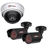 Blanco Proper Dummy Dome & Security Camera Kit Negro, Color blanco cámara de seguridad ficticia - Cámaras de seguridad ficticias (Exterior, Negro, Blanco, Pared/techo, 1,5 V)