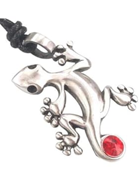 Llords Schmuck | Gecko Eidechse Anhänger Halskette, feinster Zinn Metall Schmuck