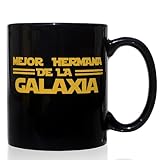 Made in Barcelona. Taza mug desayuno de cerámica negra 32 cl. Modelo Mejor Hermana de la Galaxia