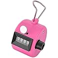 SPHTOEO 4-Digit Handheld Tally Counter Manual Mechanical Palm Clicker Counter Tracker (Pink)