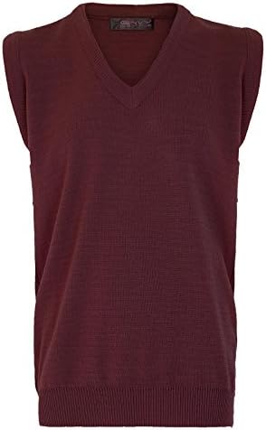 Urenvy Men’s Plain Knitted V Neck Sleeveless Classic Cardigan Top Jumper (Wine Sample, S)