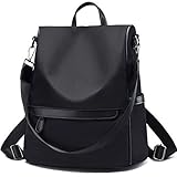 Multifunktionsrucksack: 1 vordere Reißverschlusstasche, 1 hintere diebstahlsichere Reißverschlusstasche. 4 kleine Innentaschen, 1 Reißverschlussinnentasche, 2 Seitentaschen, leicht zugängliche Rucksacköffnung, geräumiger Rucksack mit Reißverschluss im Rücken, diebstahlsicheres Design, vollflächiger schwarzer Stoff mit Markenlogo. 2 verstellbare Rückengurte, 1 abnehmbarer Schultergurt und 1 oberer Schlaufengriff.