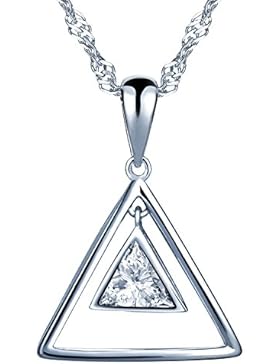 Unendlich U Fashion Doppel Dreiecke Pyramide Damen Mädchen Halskette 925 Sterling Silber Zirkonia Anhänger Kette...