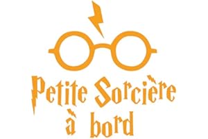 ADZIF.BIZ LE STICKER DE DECORATION Sticker Bébé à Bord - Petite Sorcière à Bord - Dimensions 16,3 x 15,4 cm - Couleur Orange Melon - Aspect Mat - Protection Anti UV