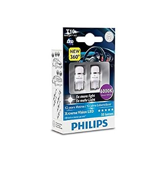 Philips 127996000KX2 Lot de 2 ampoules LED T10 W5W X-treme Vision 6000 K CeraLight 360°