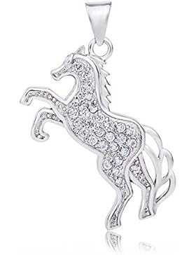 findout Damen Sterling Silber Mikro Einstellung vom Boden Pferd Halskette .für Frauen Mädchen. (f1008)