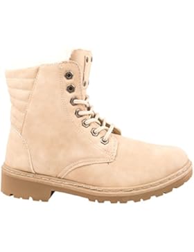 Elara Damen Worker Boots | Bequeme Warm Gefütterte Schnürrer | Outdoor Stiefeletten