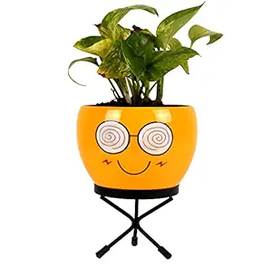 HINS Smily Metal Polka Round Shape Flower Plant Pot With Stand (x-large, smily style 6) Metal Pots For Indoor Plants I Elevated Garden Planter I Raised Planter I Desk Plant I Raised Planter Box I Ascent Homes Metal Planter I Raised Planter Box With Legs I Brass Pots For Indoor Plants I Golden Planter I Mid Century Plant Stand I Brass Planters For Indoor Plants I Indoor Plant Stand For Living Room I Metal Planters Pot For Indoor Plants designer pots for indoor p