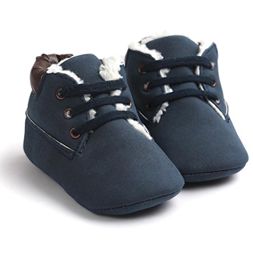 Decorie Lovely Baby Boy Girl Warm Soft Sole Faux Leather Toddler Shoes (12-18 Months, Dark Blue)