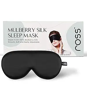 Ross 100% Mulberry Silk Sleep Mask Eye Mask, Super Smooth for Blind Fold (Black)
