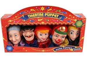 Coffret 5 marionnettes à Main (1 Grand-mère, 1 Gendarme, 1 Petit Chaperon Rouge, 1 Princesse et 1 Fou du Roi - Set Accessoire théâtre + 1 Carte Offert