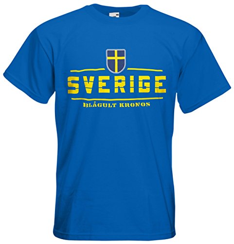 Schweden Sverige EM 2016 Fanshirt T-Shirt Trikot (Royalblau, M)