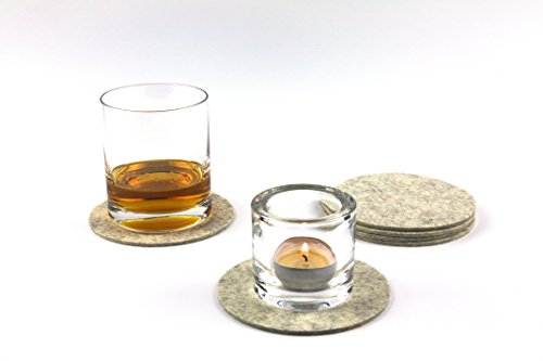 NordernArt Untersetzer rund 10cm für Gläser 6er Set, zum Schutz Ihrer Oberflächen, 100% natur Wollfilz, Getränke-Untersetzer für Wohnzimmer Bar Küche, edle Farbe wählbar (Marmor) - 5
