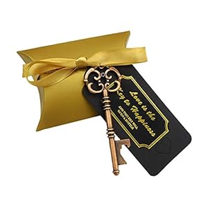 DaoRier 50pcs Retro Candy Box Corkscrew Zinc Alloy Key Pendant Gift Box Party Guests Banquet Wedding 9 * 6 * 2.5cm