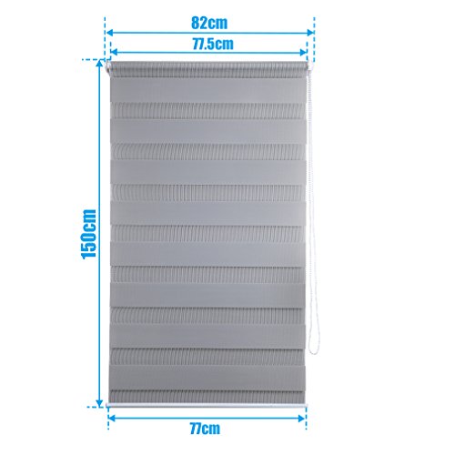 SHINY HOME® Doppelrollo DUO-Rollo Fensterrollo Verdunkelungsrollos Klemmfix für Fenster Ohne Bohren mit Klemmträger Lichtblick und Sonnenschutz 80x150cm (Grau) - 2