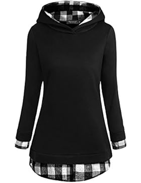 EA Selection Damen Kariert Kapuzenpullover Hoodie Langarmshirt Tunika Pulli