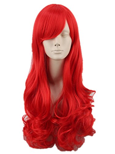 Topcosplay Women's Long Weavy Cosplay Wigs Halloween Party Hair Fire Red