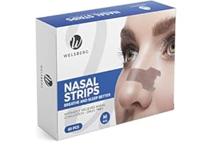 Welsberg 60x unités de patchs nasaux contre le ronflement bandelettes nasales anti-ronflement, taille M