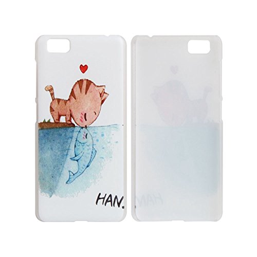 Guran   Pl  stico Hard Funda Cascara para UleFone Future Smartphone Bumper PC Case Cover-Gato en amor con pescado