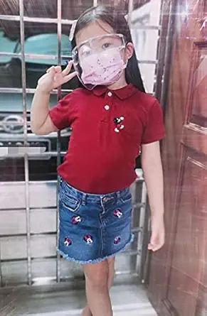 FRIGUS Child(Boys & Girls) Glasses Full Face Covering, Protective Face Shield With Cleaning Towel and Reusable Goggle Shield, Facial Protection and Mouth Shield, Good Looking face Covering Safety Face Shields with Glasses Frames and cleaning Cloth - ( Pack of 1)